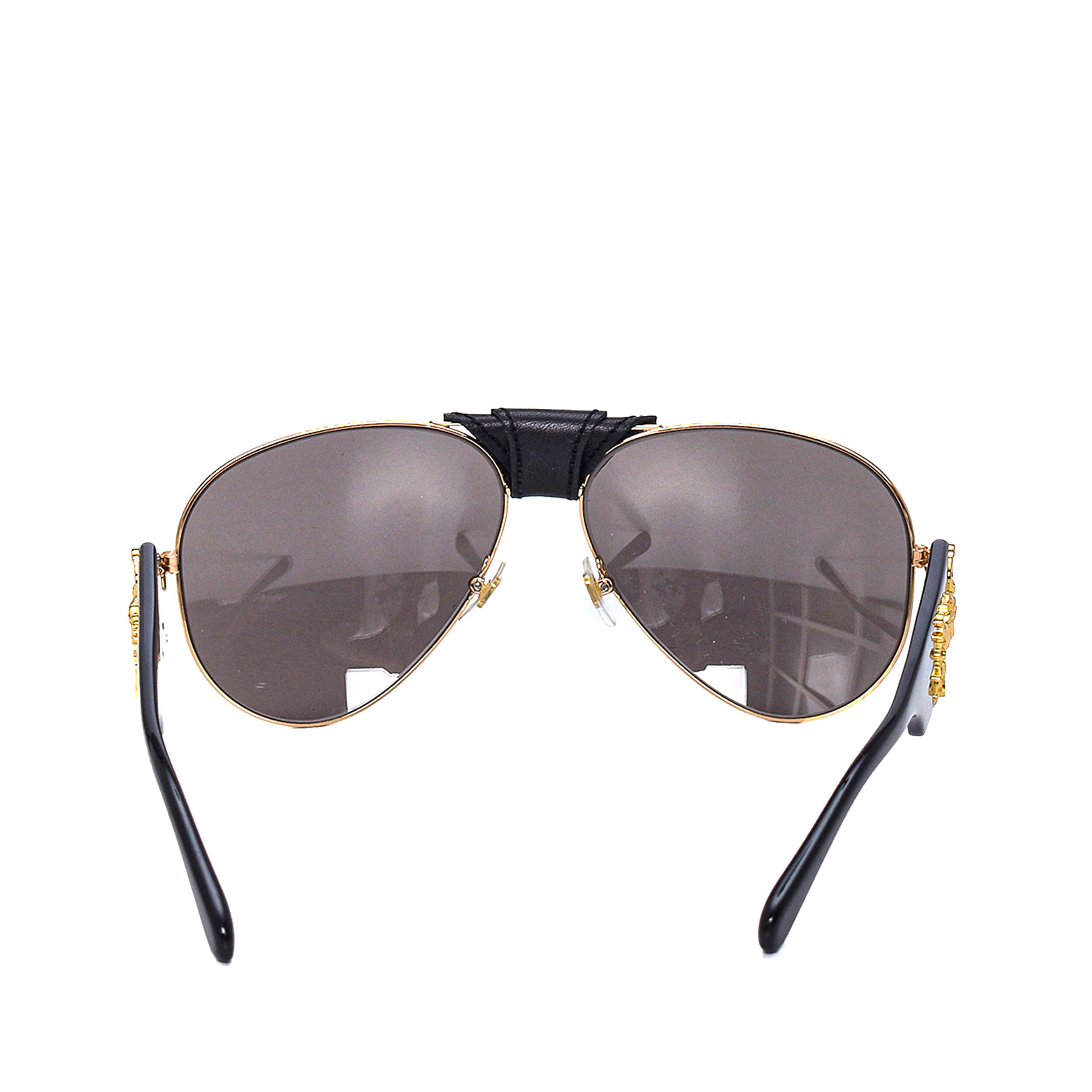 Versace - Black Acetate&Gold Stud Sunglasses